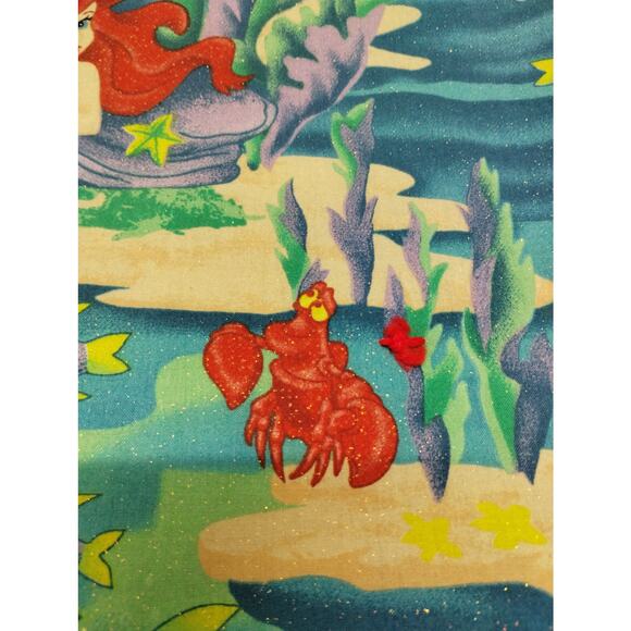 Little Mermaid Reversible Throw Blanket Ariel Sebastian Flounder Handmade 68x44" - Picture 4 of 5